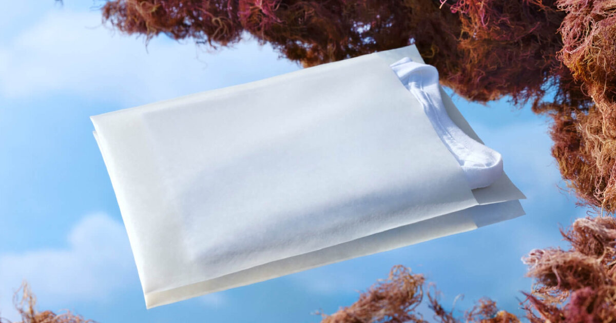 compostable plastic bags made of seaweed breaks down in soil