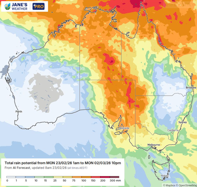 Potential rainfall over the next week.