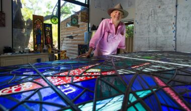 Stained-glass artist Vaughn Bisschops returns to Sculpture by the Sea with four-metre window work