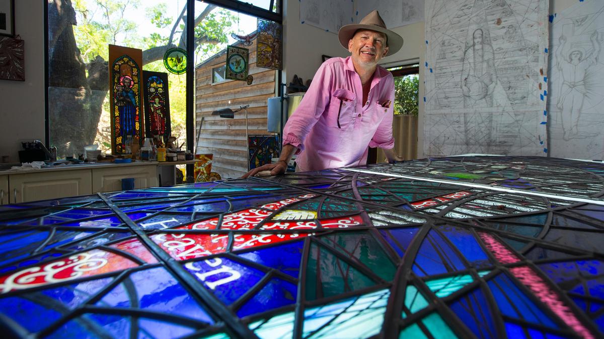 Stained-glass artist Vaughn Bisschops returns to Sculpture by the Sea with four-metre window work