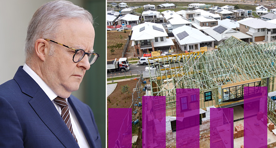 Albanese and a new lot of houses being built in Australian suburbs.