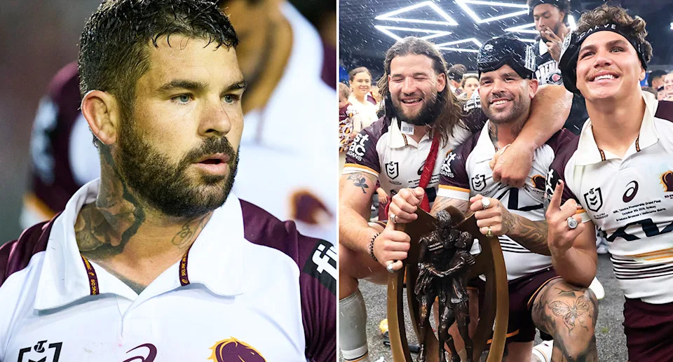 Retiring Brisbane Broncos Adam Reynolds (L) has named Patrick Carrigan (R image, left side) as the ideal man to succeed him as captain. Pic: Getty