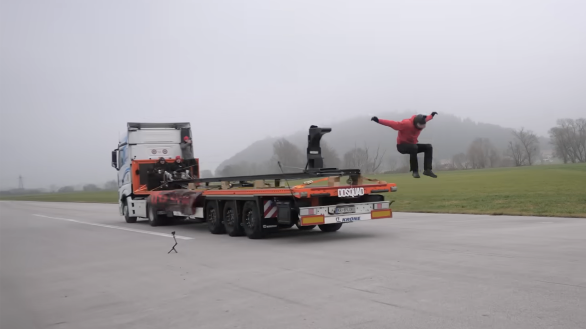 Watch a Man Get Launched Off a Truck at 50 MPH, for Science