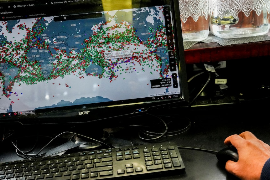 A digital map showing what ships are arriving