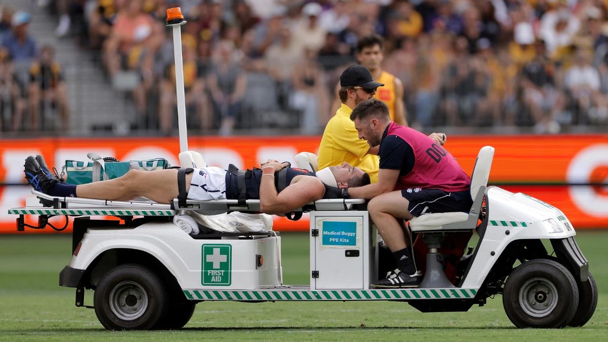 Jacob Weitering cleared of serious injury after sickening incident early in AFL Origin clash