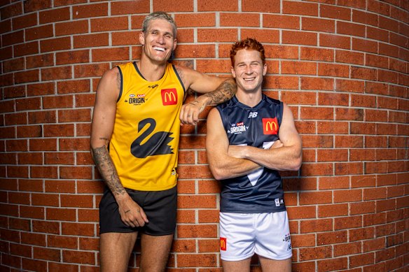 Western Bulldogs teammates Rory Lobb and Ed Richards are ready to take on each other on Saturday night in State of Origin. 