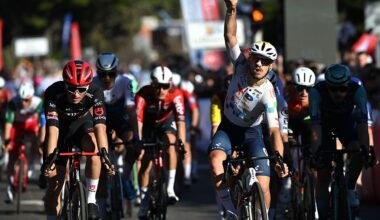 BRIGNOLES, FRANCE - FEBRUARY 21: Jason Tesson of France and Team TotalEnergies (R) celebrates at finish line as race winner during the 3rd Classic Var 2026 a 176.6km one day race from La Garde to Brignoles on February 21, 2026 in Brignoles, France. (Photo by Billy Ceusters/Getty Images)