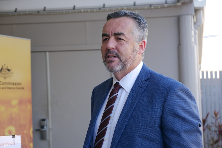 Darren Chester outside Royal Commission into Defence and Veteran Suicide in Townsville.