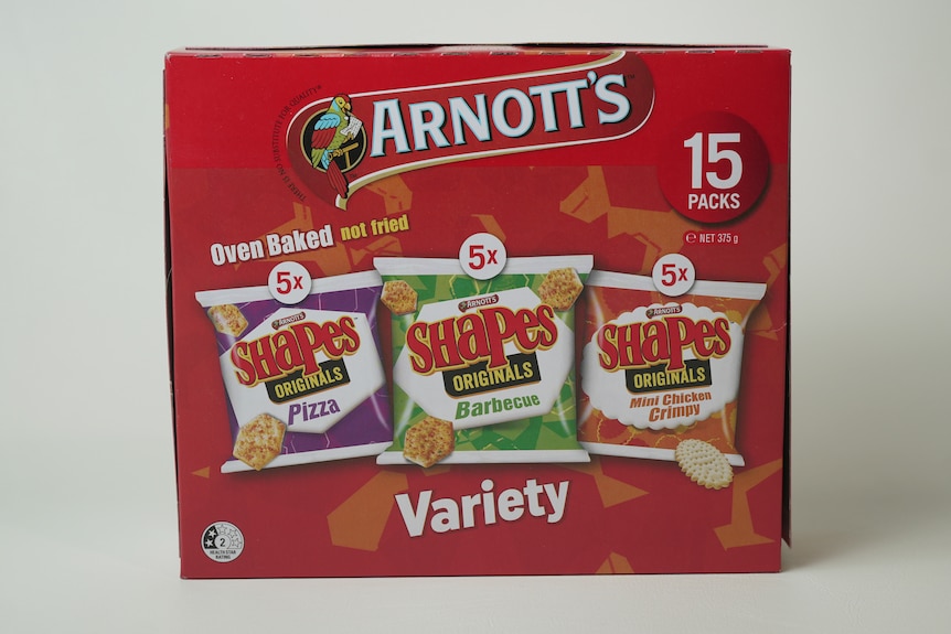 A box of Arnott's assorted pizza shapes.