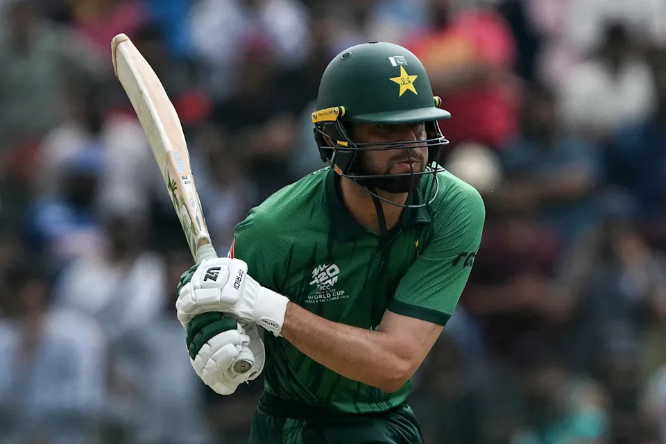 Seen here, Pakistan's Shaheen Shah Afridi batting during his side's opening T20 Cricket World Cup group match against the Netherlands.