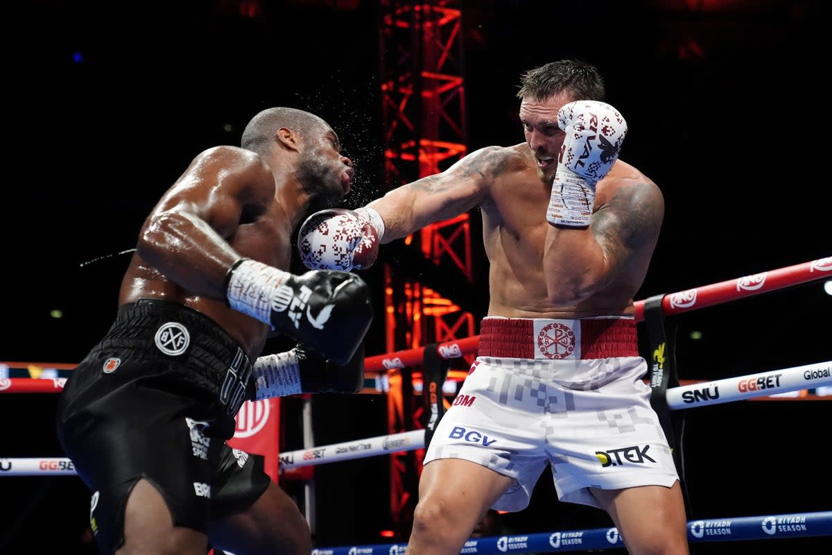 In each man’s most-recent fight, Oleksandr Usyk (right) stopped Daniel Dubois for the second time (PA Wire)