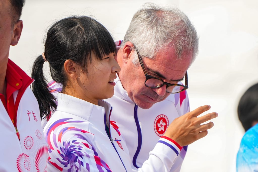 Coach Herve Dagorne (right) praised Ceci Lee (left) for not giving up the fight. Photo: Eugene Lee