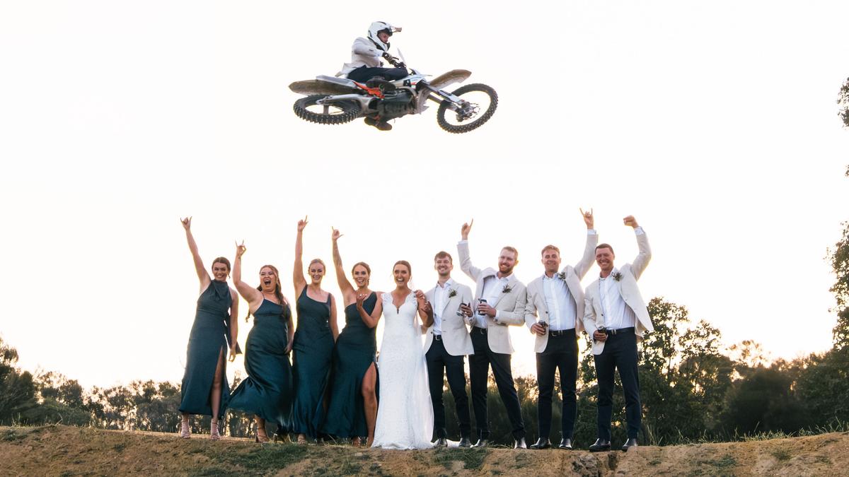 Wedding of the week: WA country wedding featured a DIRT BIKE JUMP