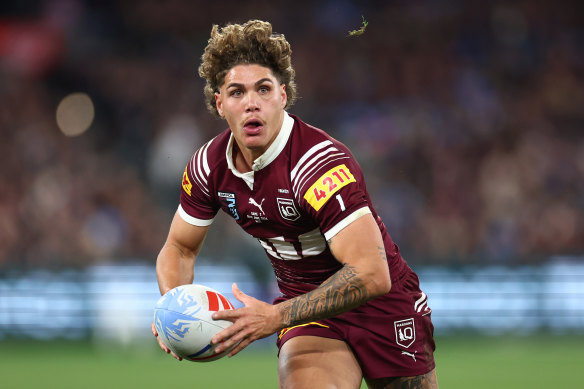 Reece Walsh in action for Queensland.