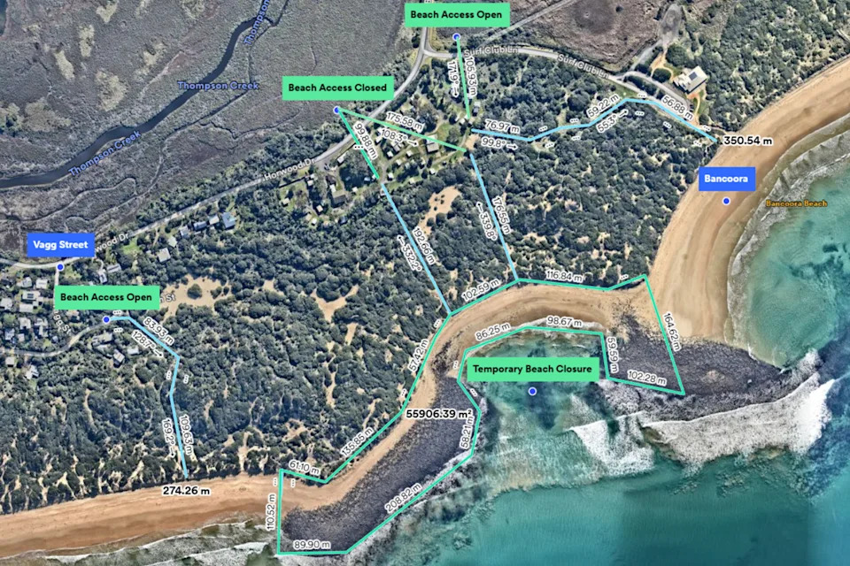A map showing the limited access areas in Stingray Bay.