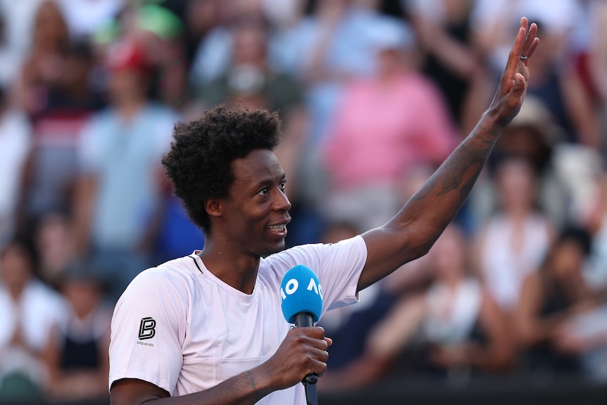 Gael Monfils thanking the Aus Open crowd