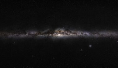 This magnificent 360-degree panoramic image, covering the entire southern and northern celestial sphere, reveals the cosmic landscape that surrounds our tiny blue planet. Credit: ESO/S. Brunier