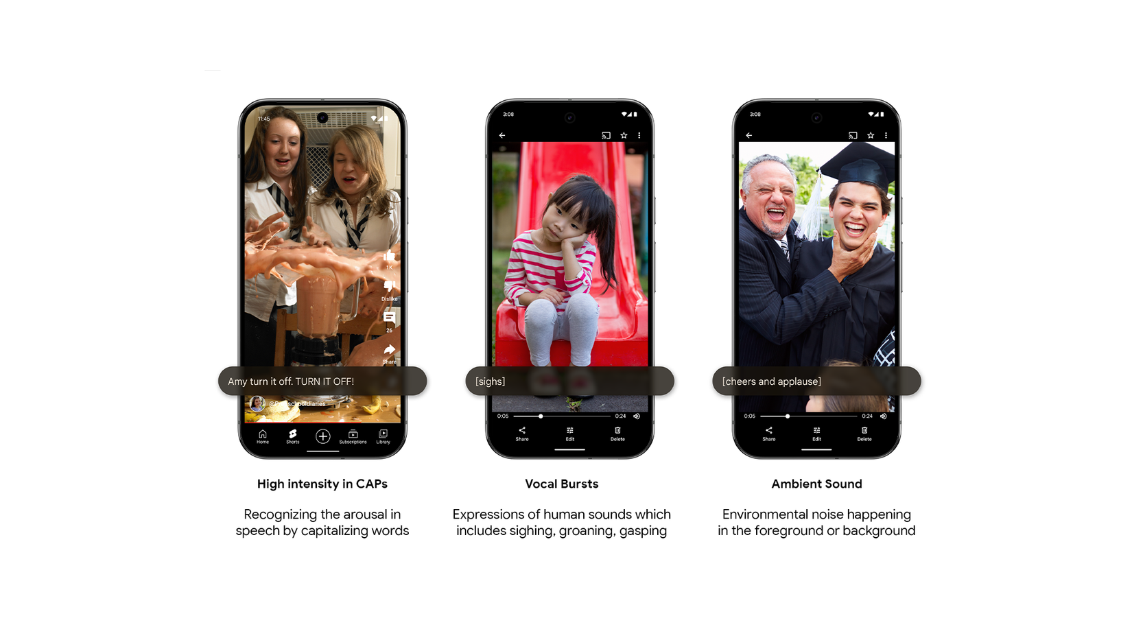 Examples of how Expressive Captions will show up.