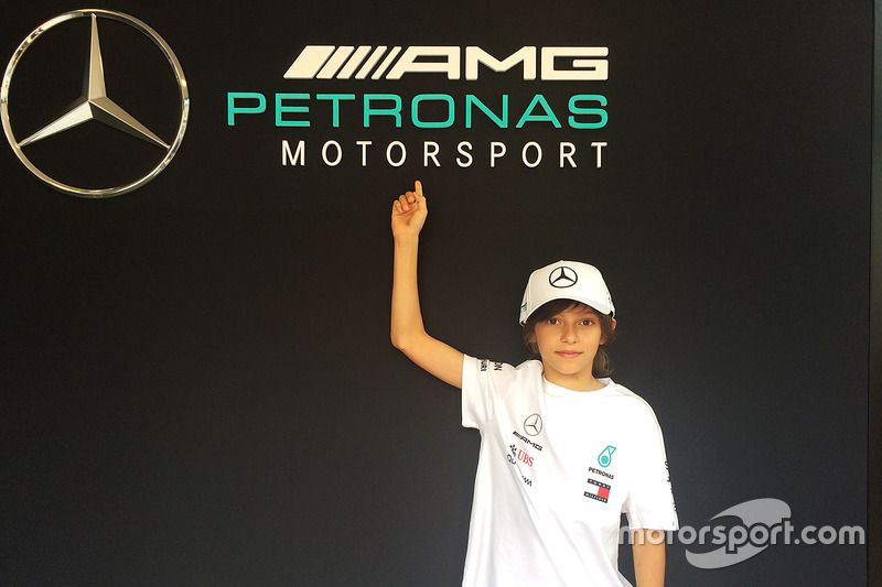 Andrea Kimi Antonelli inside the Mercedes AMG F1 motorhome