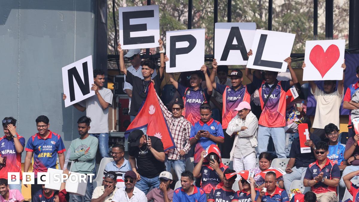 Nepal supporters with banners during England match