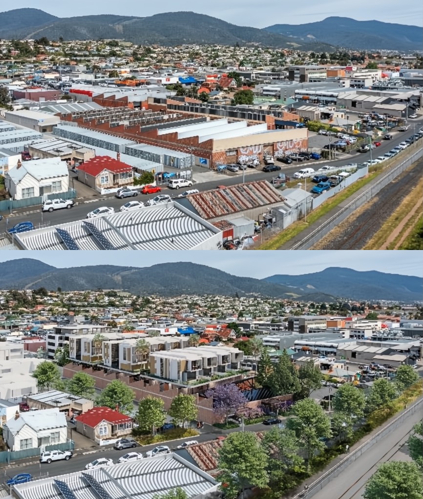 Before and after concept art of the northern bus corridor.