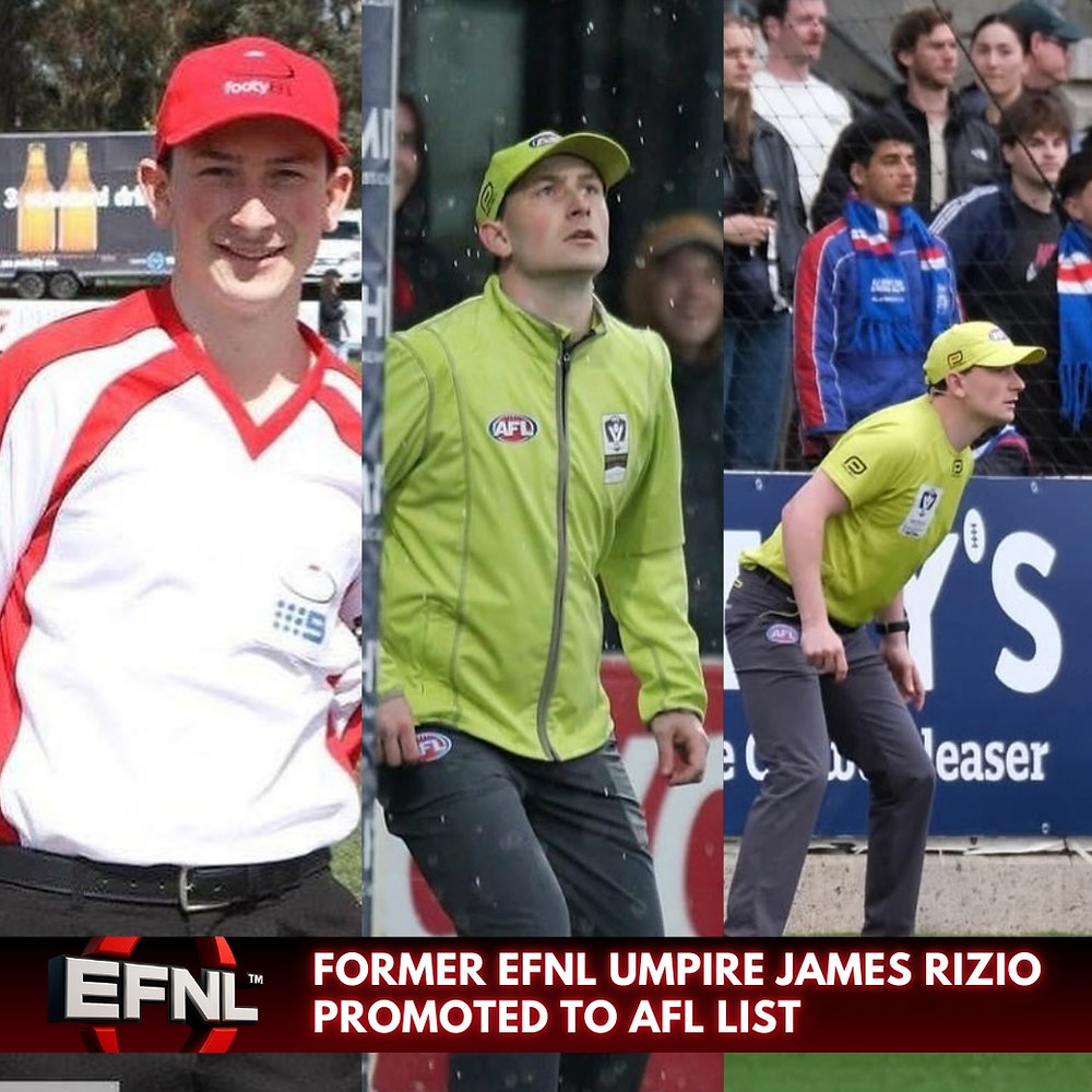 Former EFNL Umpire James Rizio promoted to AFL List
