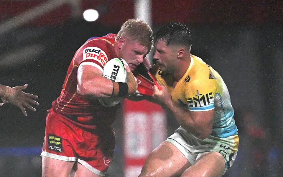 Seen here, Dolphins prop Thomas Flegler in his fairtyale comeback game against the Titans.