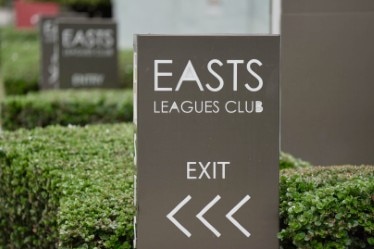 A sign that says Easts Leagues Club.