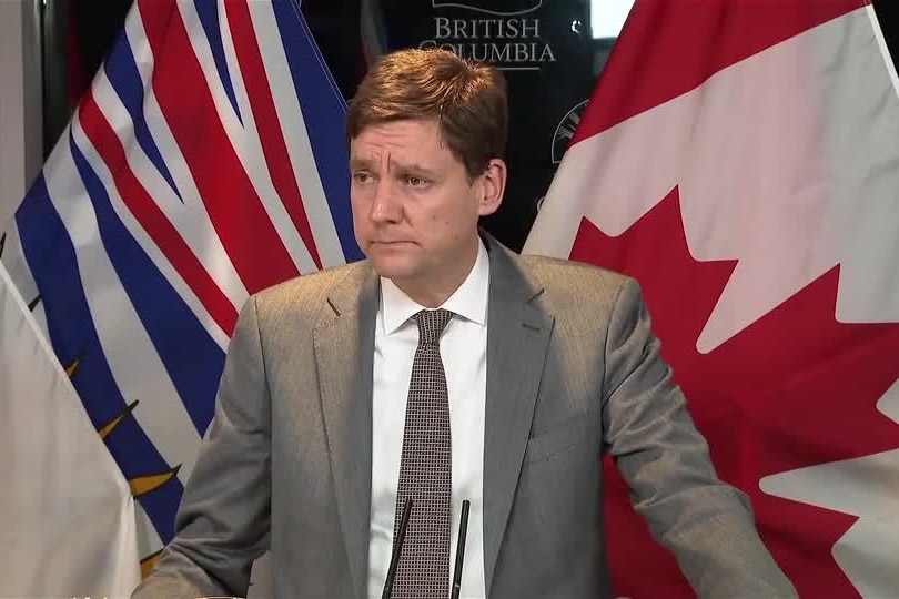 British Columbia Premier David Eby speaks at a press conference