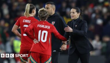 Jess Fishlock and Wales manager Rhian Wilkinson