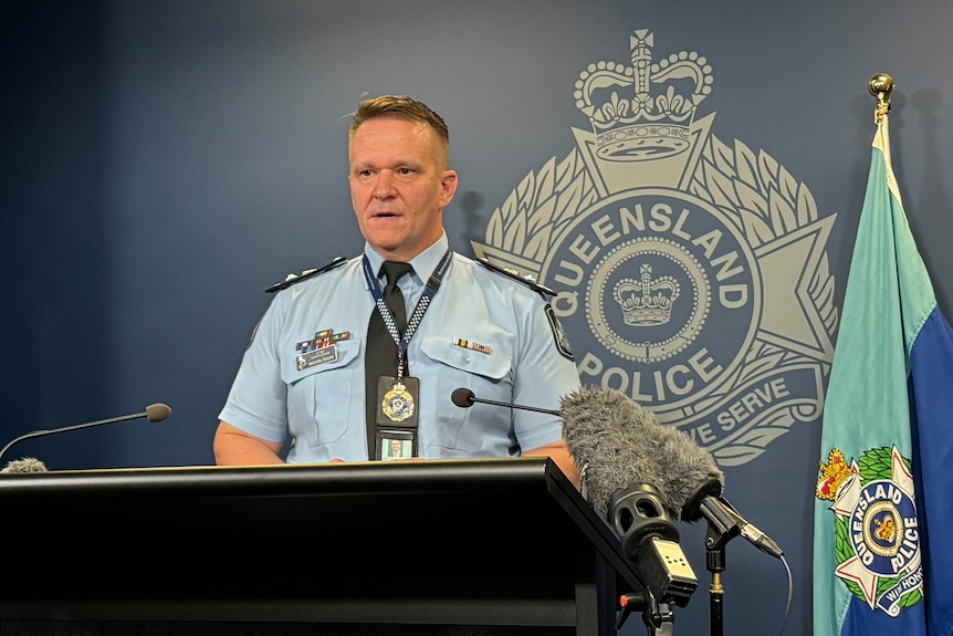 A police officer speaking at a press conference