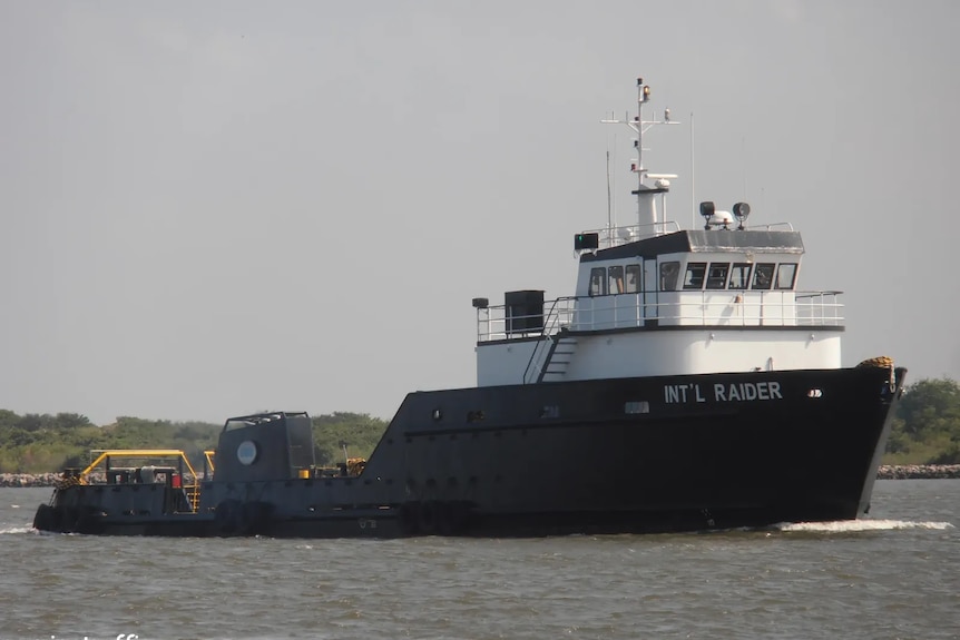 An ocean-going trawler bearing the name "Raider".