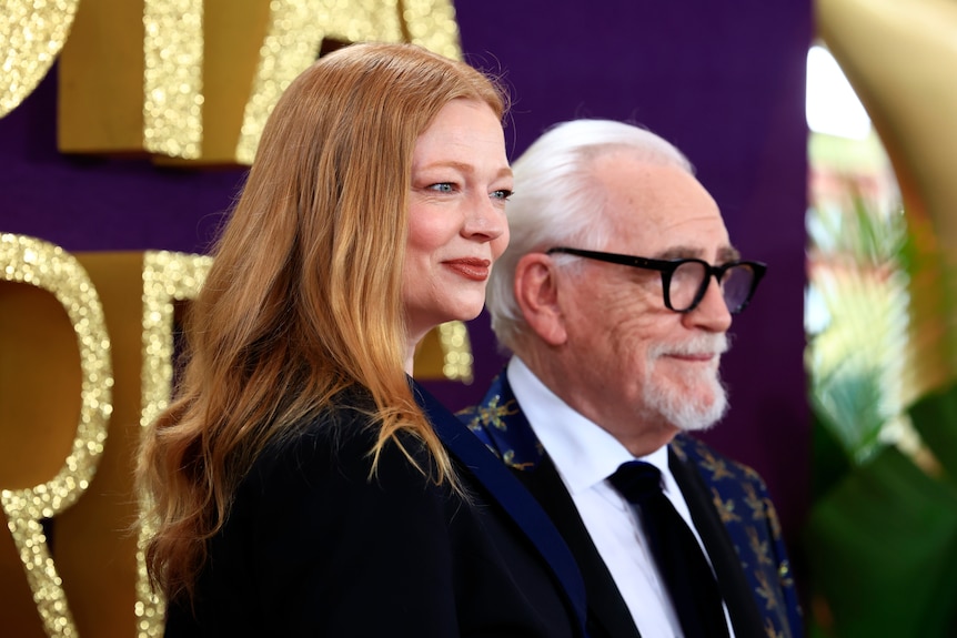 Sarah Snook and Brian Cox on the 2026 AACTAs red carpet.