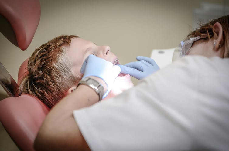 A child getting a dental check up