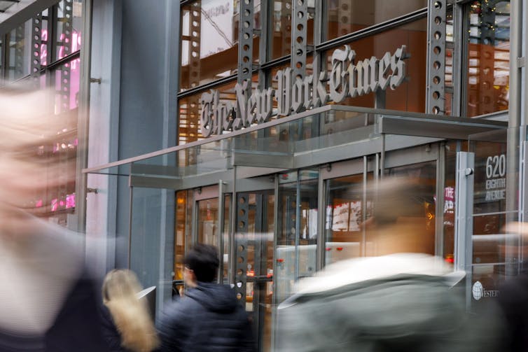 The outside of the New York Times building in New York