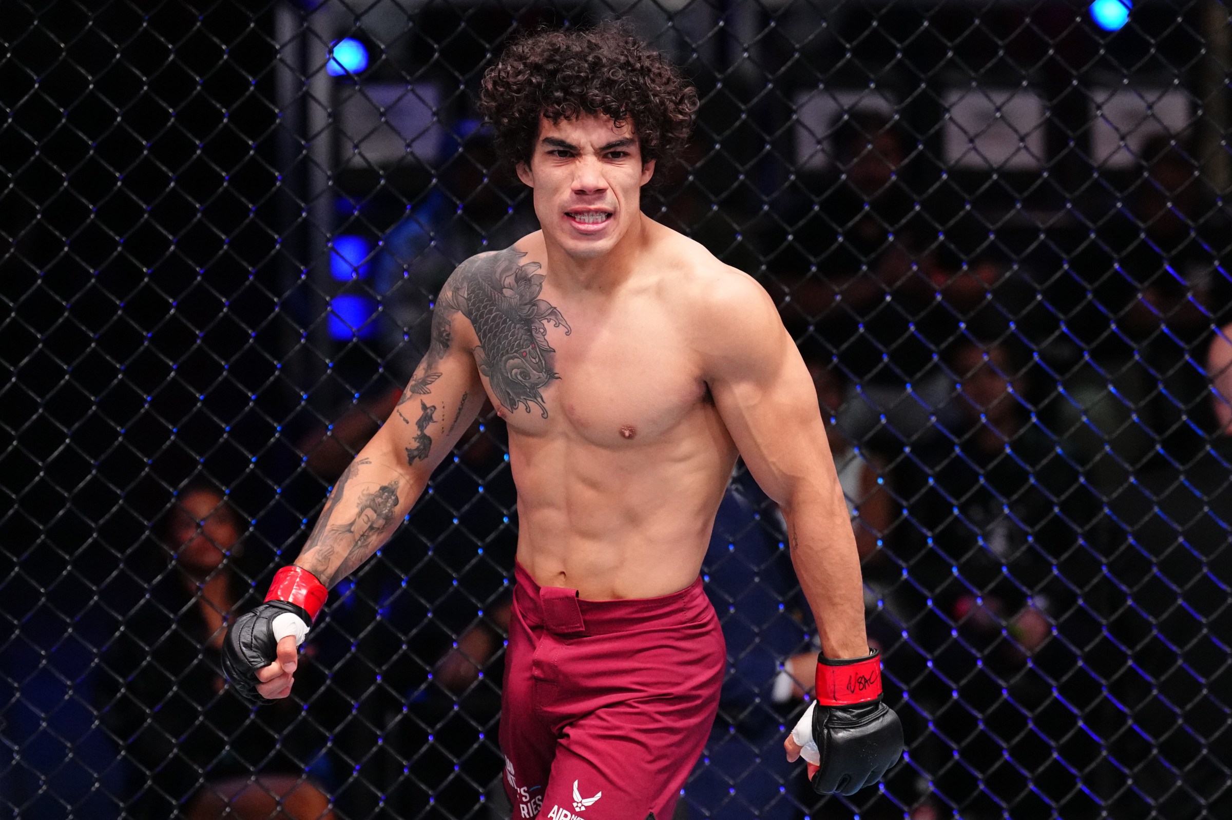 LAS VEGAS, NEVADA - OCTOBER 07: Imanol Rodriguez of Mexico reacts after a TKO victory against Roque Conceicao of Brazil in a flyweight fight during Dana White’s Contender Series season nine, week nine at UFC APEX on October 07, 2025 in Las Vegas, Nevada. (Photo by Chris Unger/Zuffa LLC)
