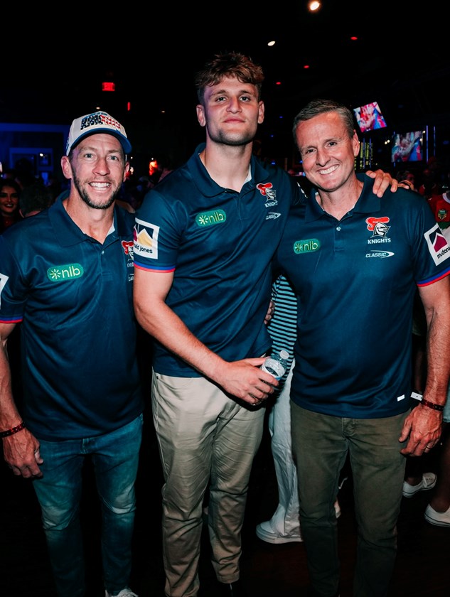 Kurt Gidley and Mark Hughes were emotional at the Knights' 'Hard Rock Cafe event for fans.