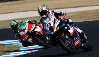 Danilo Petrucci, Alex Lowes, 2026 Phillip Island WorldSBK Test. Credit: Gold and Goose.