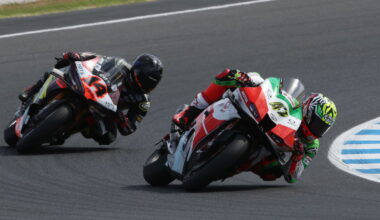 Axel Bassani, Sam Lowes, 2026 Australian WorldSBK. Credit: Gold and Goose.