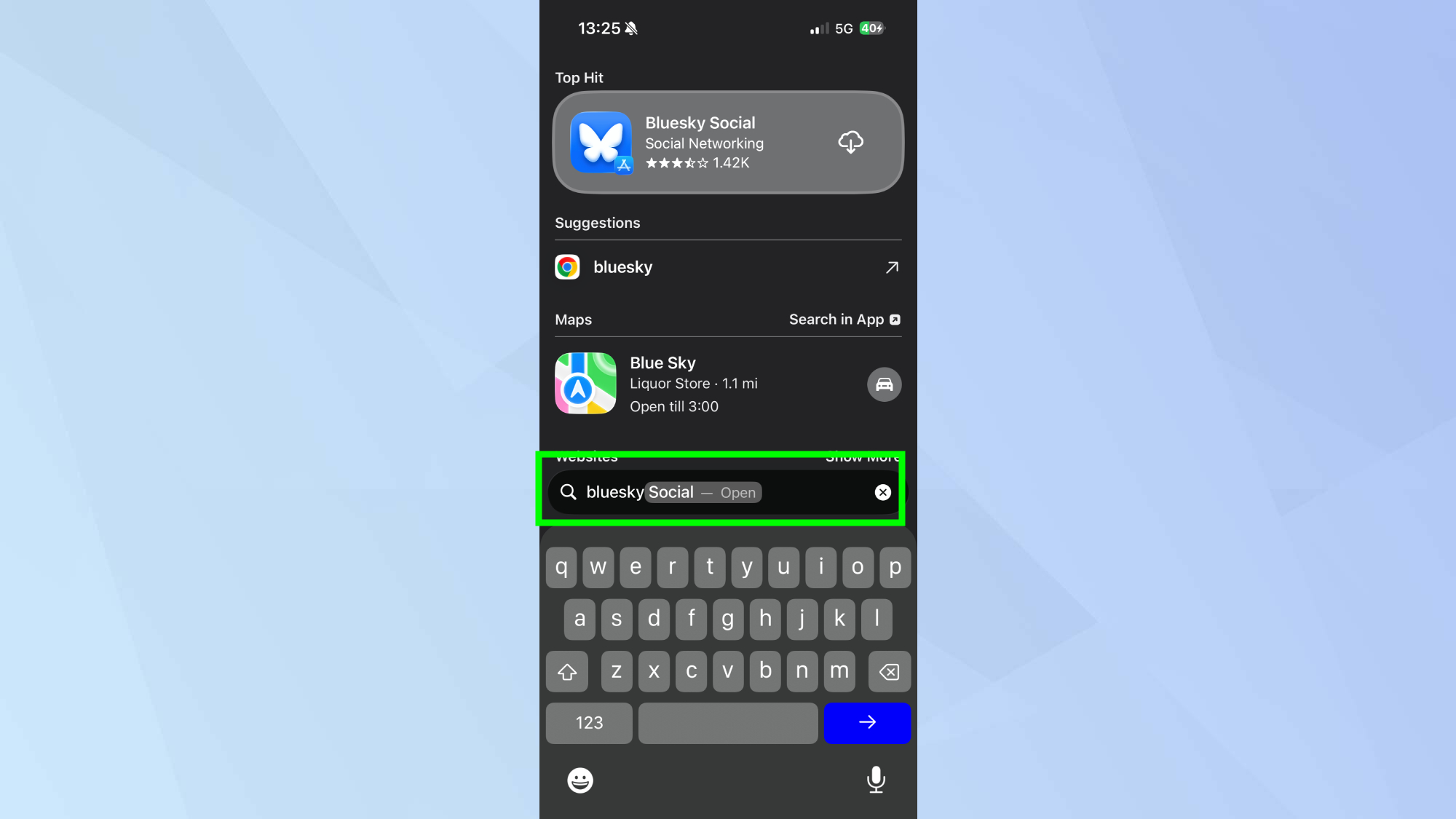 iPhone spotlight download app search