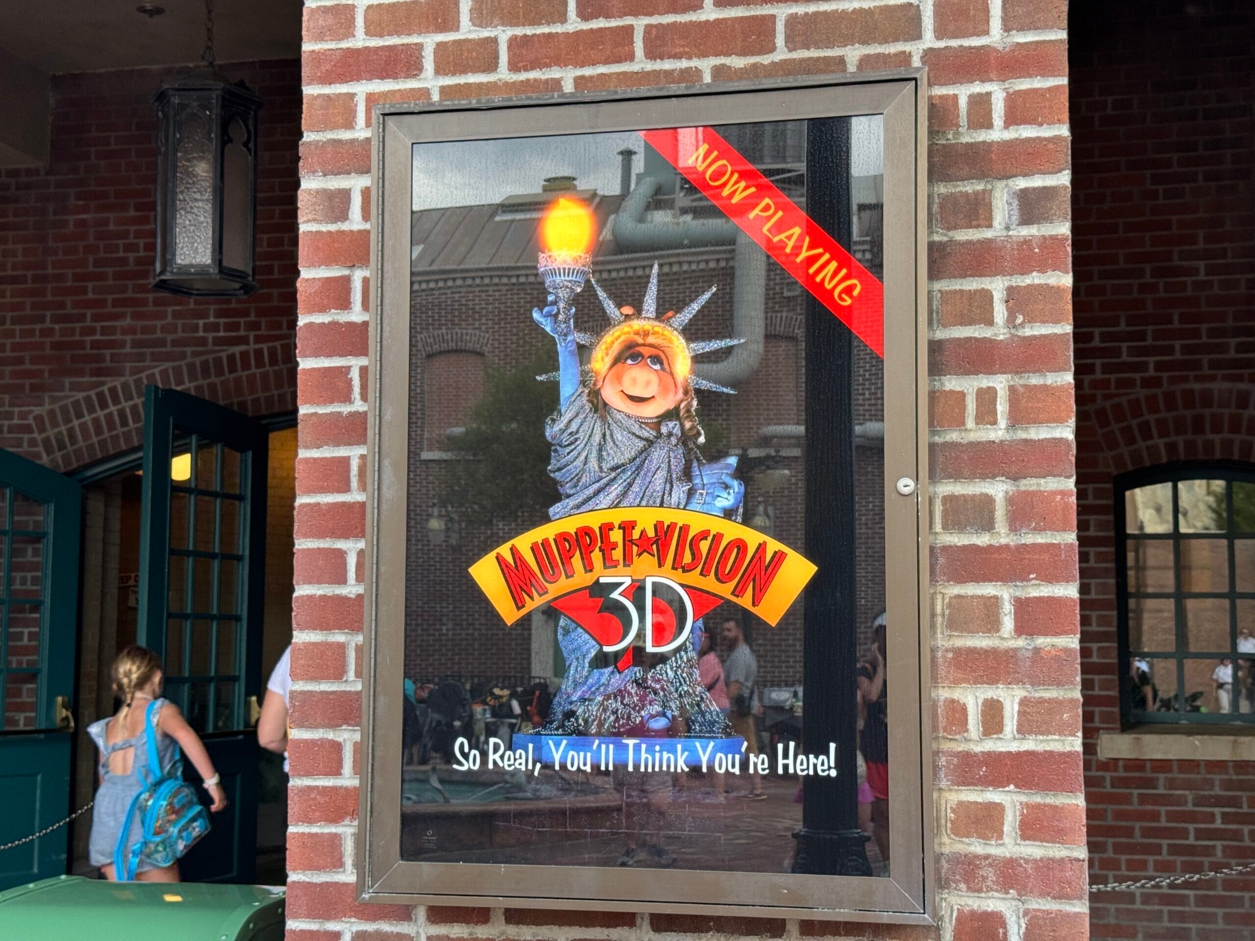 Miss Piggy poster outside of Muppet*Vision 3D in Disney's Hollywood Studios in Walt Disney World