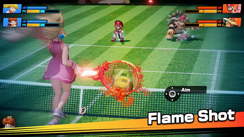 The Fever Shot is just one of the special abilities from the 30 different rackets available in Mario Tennis Fever.