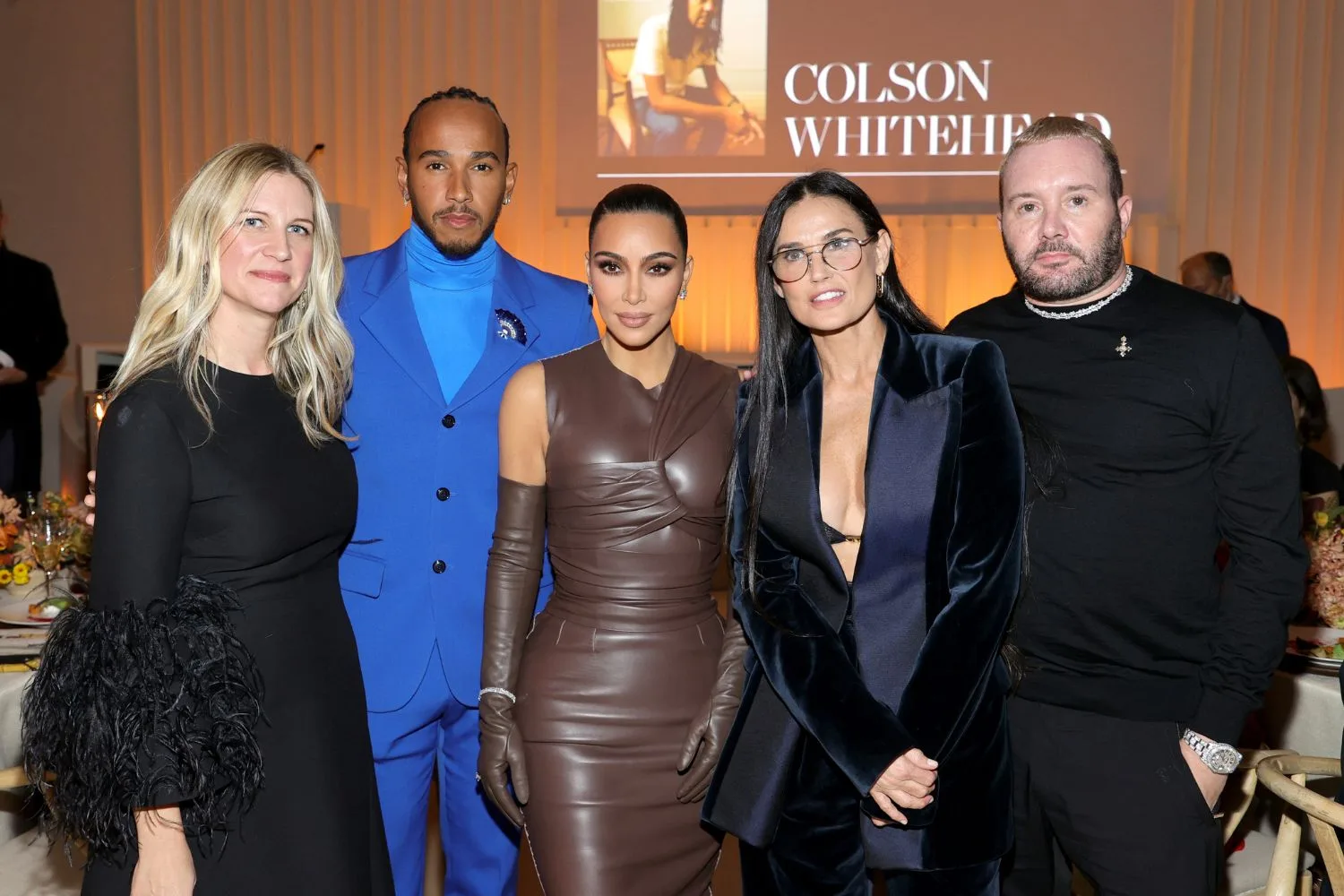 Kim Kardashian and Lewis Hamilton were pictured alongside Demi Moore and others