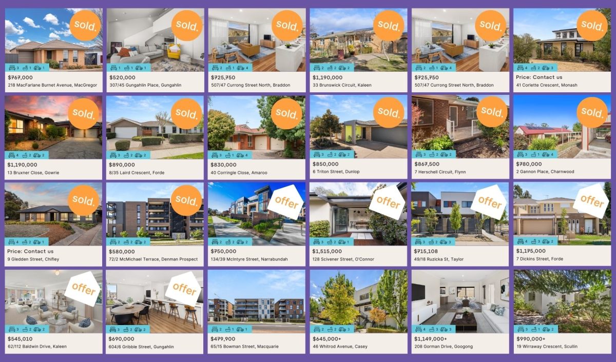 Grid showing sold properties in Lystr