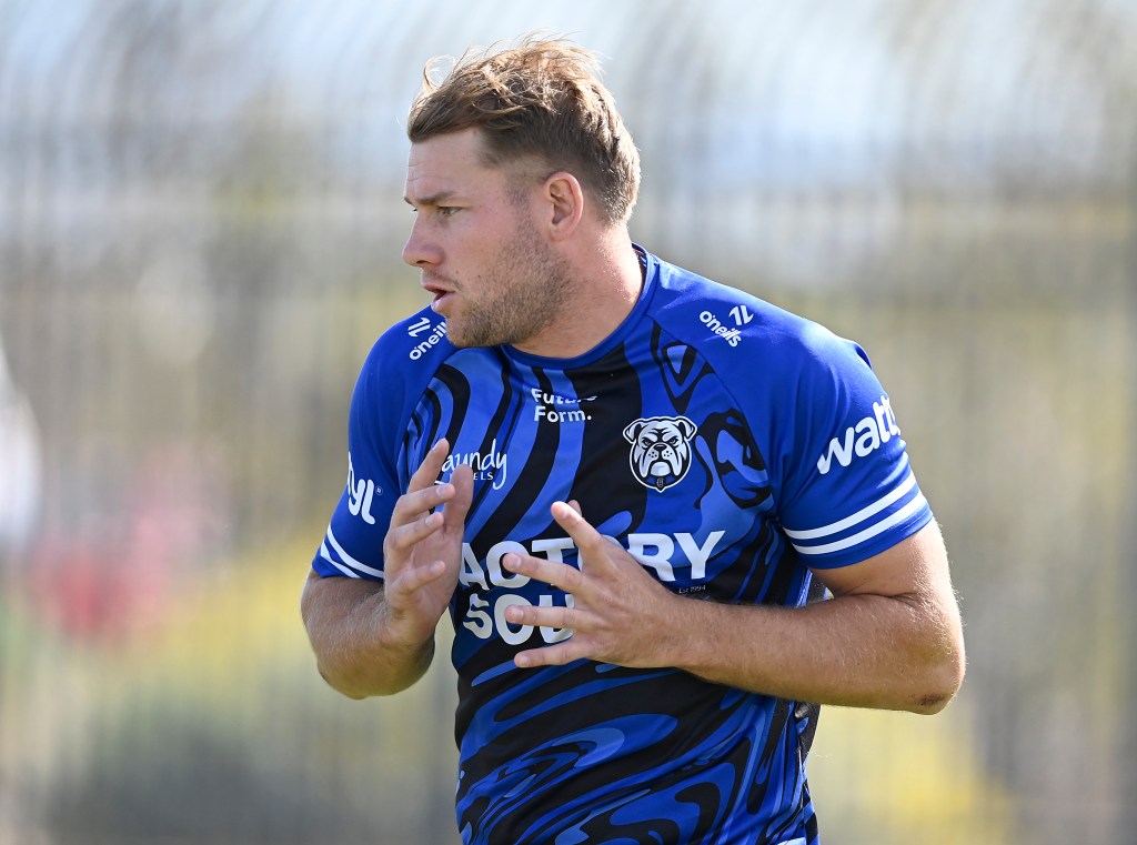 Matt Burton of the Bulldogs during a rugby league training session.