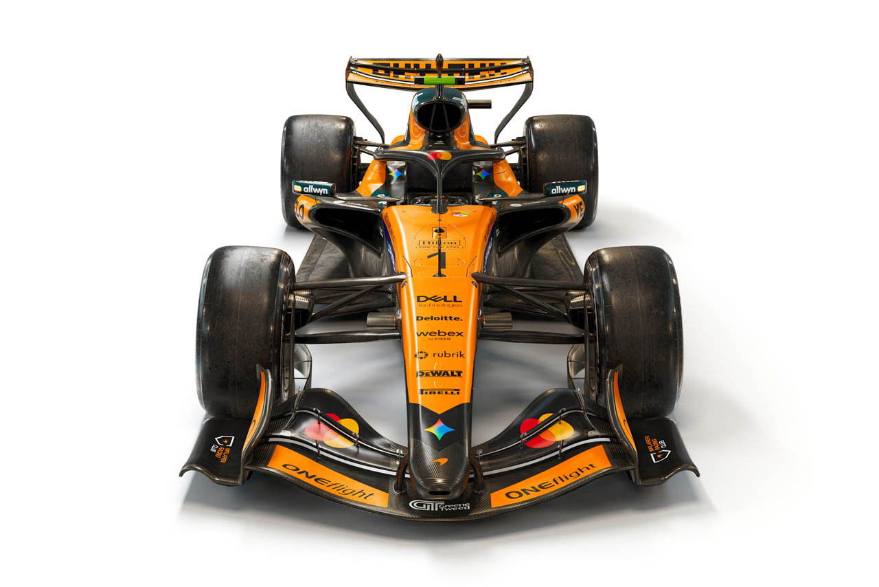 The McLaren MCL40 in its racing livery for the 2026 Formula 1 season.