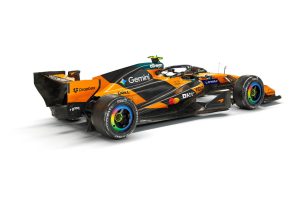 The McLaren MCL40 in its racing livery for the 2026 Formula 1 season.