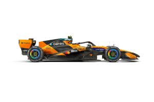 The McLaren MCL40 in its racing livery for the 2026 Formula 1 season.