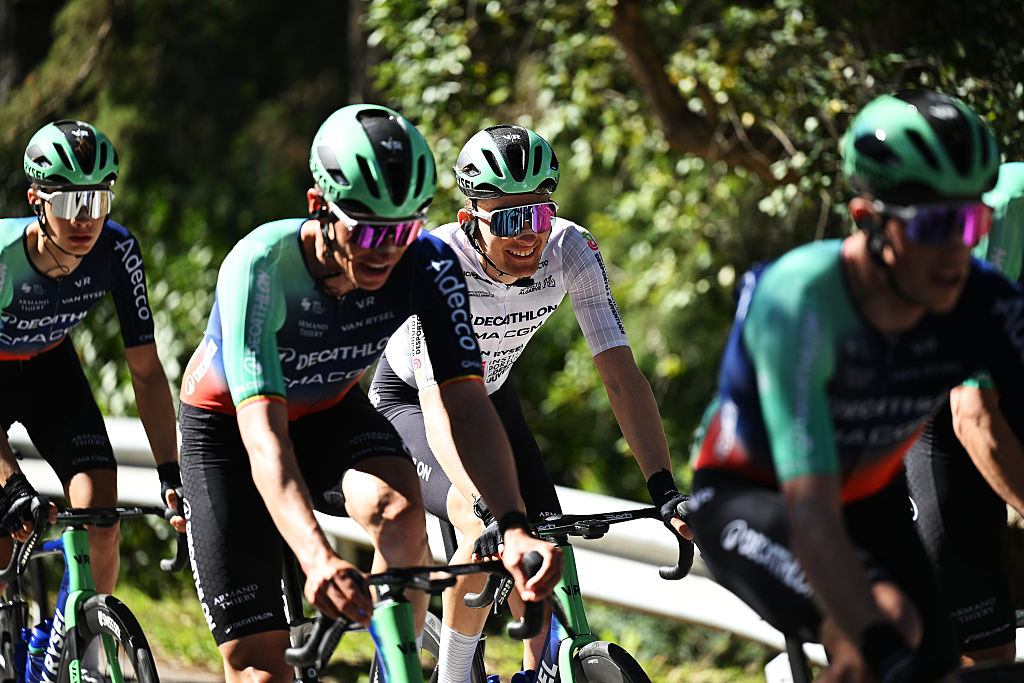 LOULE, PORTUGAL - FEBRUARY 22: Paul Seixas of France and Team Decathlon CMA CGM - White best young jersey competes during the 52nd Volta ao Algarve em Bicicleta 2026, Stage 5 a 148.4km stage from Faro to Malhao - Loule 512m on February 22, 2026 in Loule, Portugal. (Photo by Dario Belingheri/Getty Images)