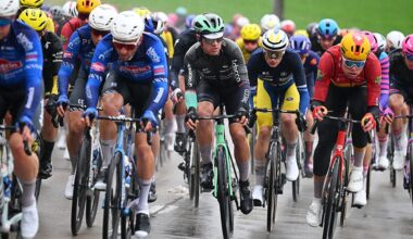 NIVONE, BELGIUM - FEBRUARY 28: (L-R) Rasmus Sojberg Pedersen of Denmark and Team Decathlon CMA CGM and Soren Waerenskjold of Norway and Team Uno-X Mobility compete during the 21st Omloop Het Nieuwsblad 2026, Men&amp;amp;apos;s Elite a 207.2km one day race from Ghent to Ninove / #UCIWT / on February 28, 2026 in Ninove, Belgium. (Photo by Tim de Waele/Getty Images)
